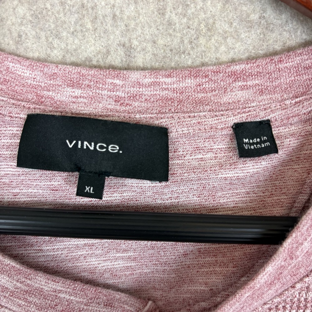 Vince Men's XL Henley Shirt Pink Marled Thermal Waffle Knit Cotton Blend - Picture 4 of 11